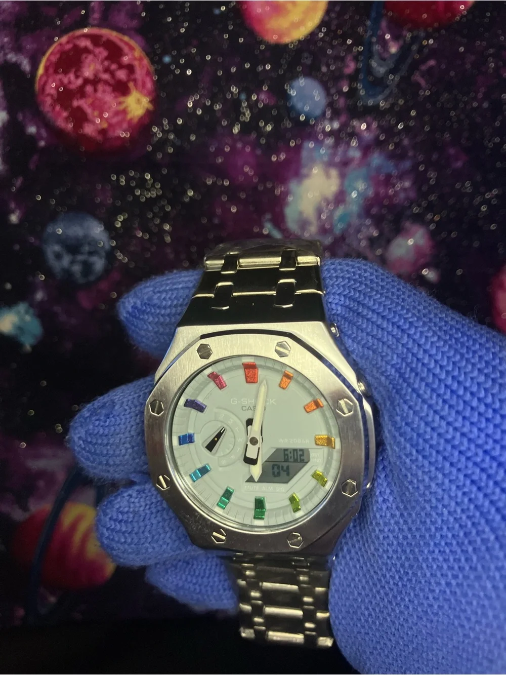 Custom G Shock grey and rainbow dial Ap style